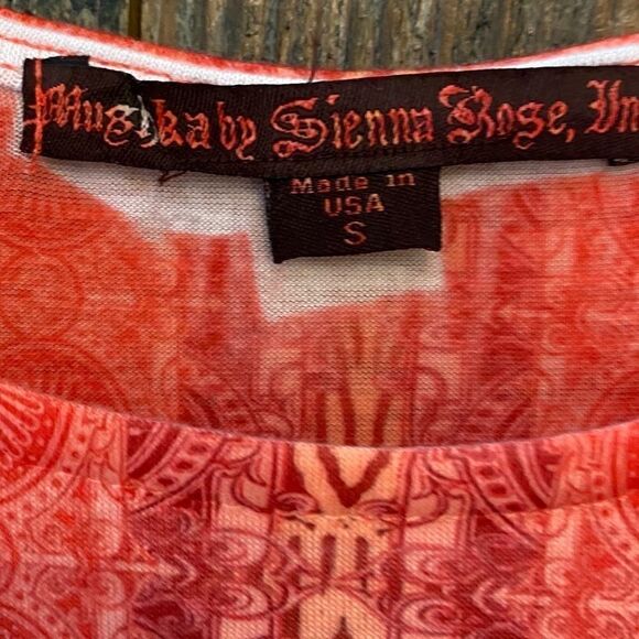 Sienna Rose Sz S Orange Floral Cottagecore  Boho Hippie Music Relaxed Blouse - Picture 7 of 12